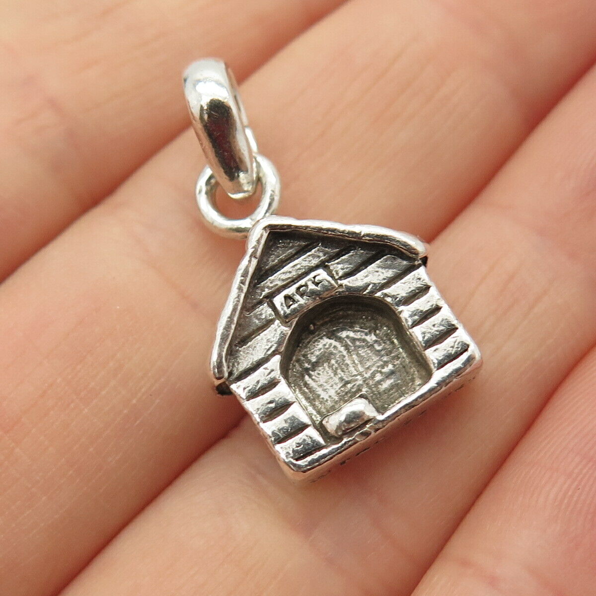 925 Sterling Silver Vintage Old House Design Charm Pendant