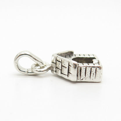 925 Sterling Silver Vintage Old House Design Charm Pendant