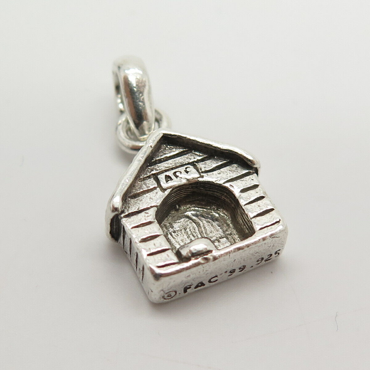 925 Sterling Silver Vintage Old House Design Charm Pendant