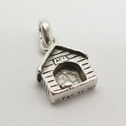 925 Sterling Silver Vintage Old House Design Charm Pendant