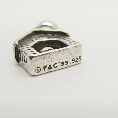 925 Sterling Silver Vintage Old House Design Charm Pendant