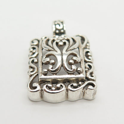 925 Sterling Silver Ornate Square Pendant