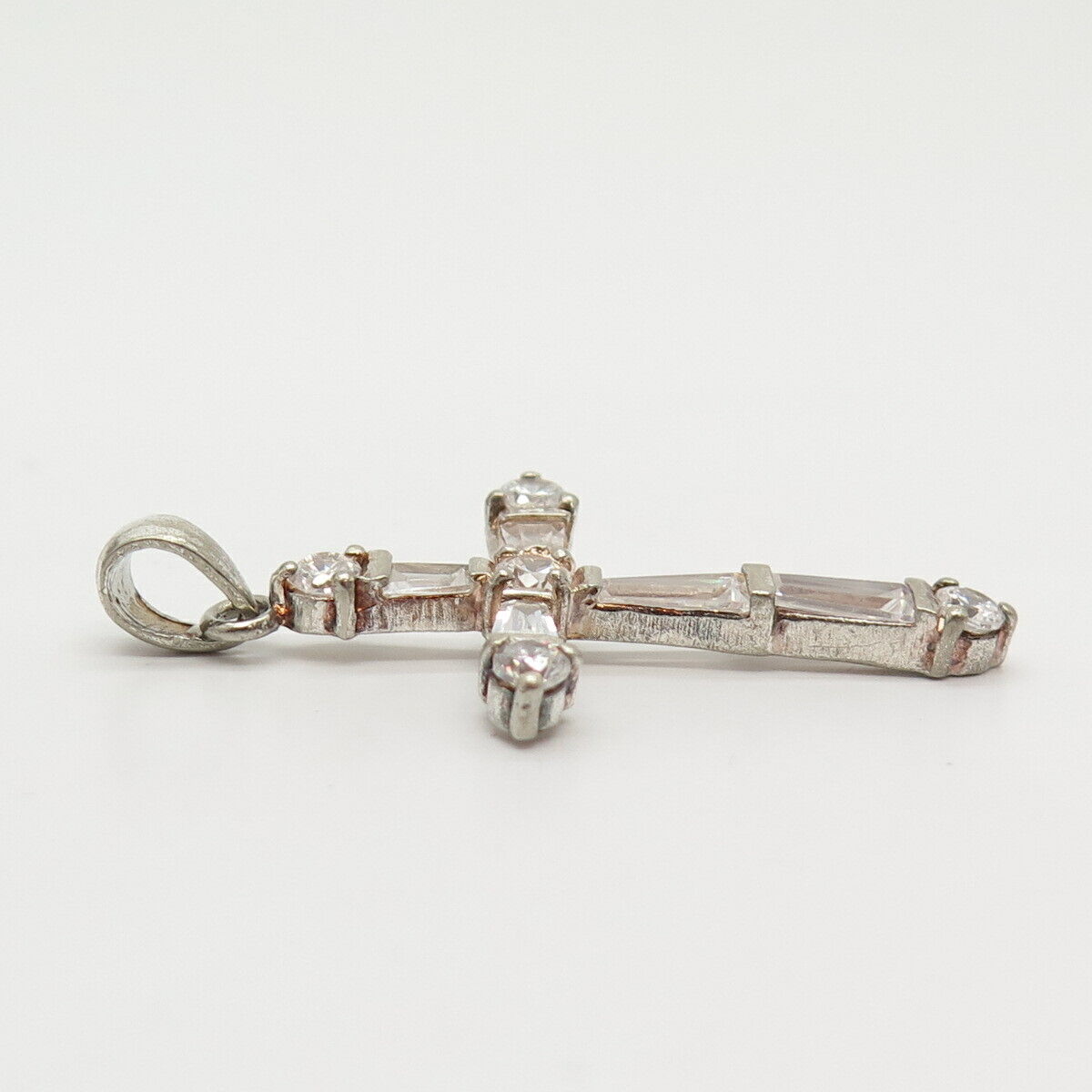 925 Sterling Silver C Z Cross Pendant