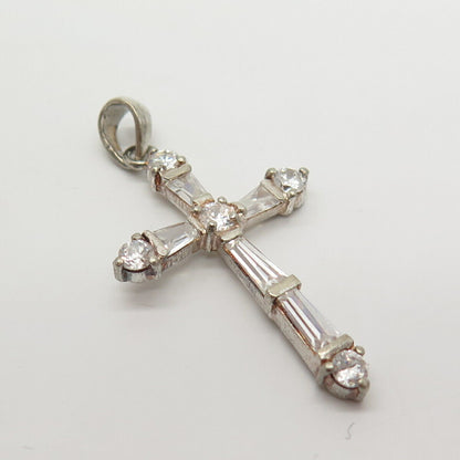 925 Sterling Silver C Z Cross Pendant