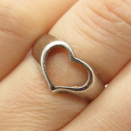 925 Sterling Silver Open Heart Ring Size 7