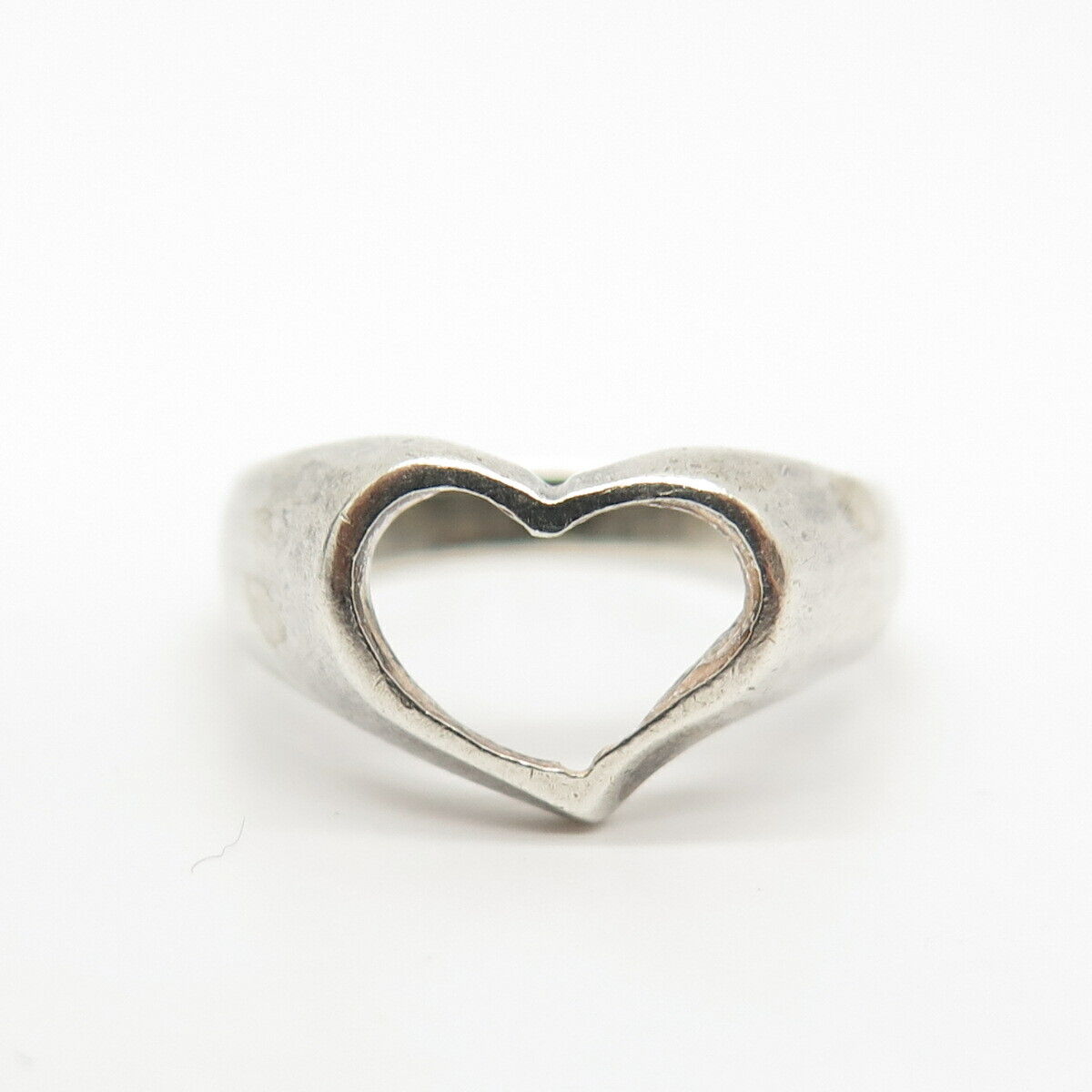 925 Sterling Silver Open Heart Ring Size 7