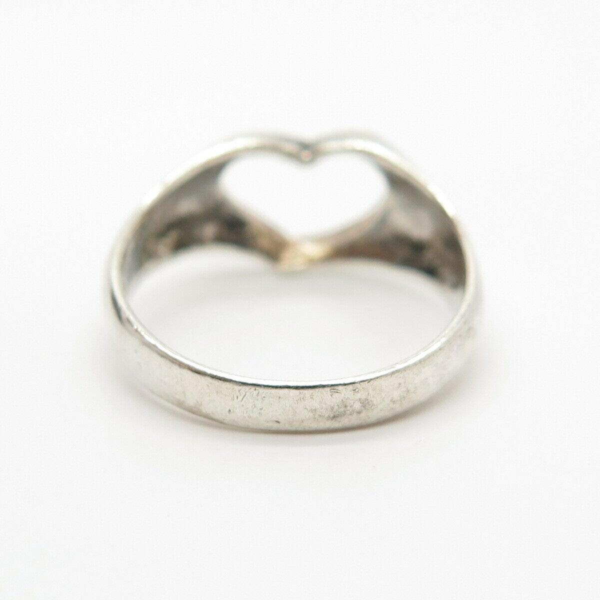 925 Sterling Silver Open Heart Ring Size 7