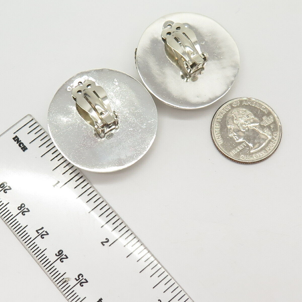 925 Sterling Silver 2-Tone Vintage Mexico Twisted Puffy Clip On Earrings