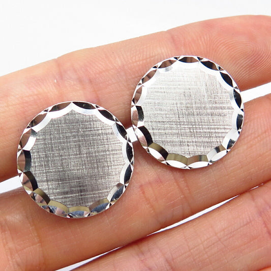 925 Sterling Silver Vintage Simmons Satin Finish Round Cufflinks