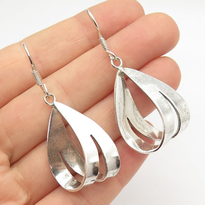 925 Sterling Silver Vintage Teardrop Design Dangling Earrings