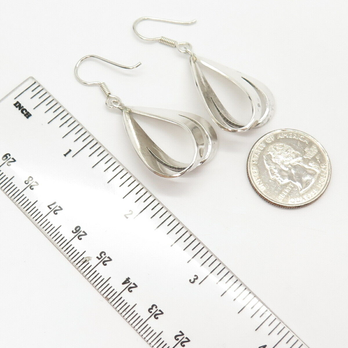 925 Sterling Silver Vintage Teardrop Design Dangling Earrings