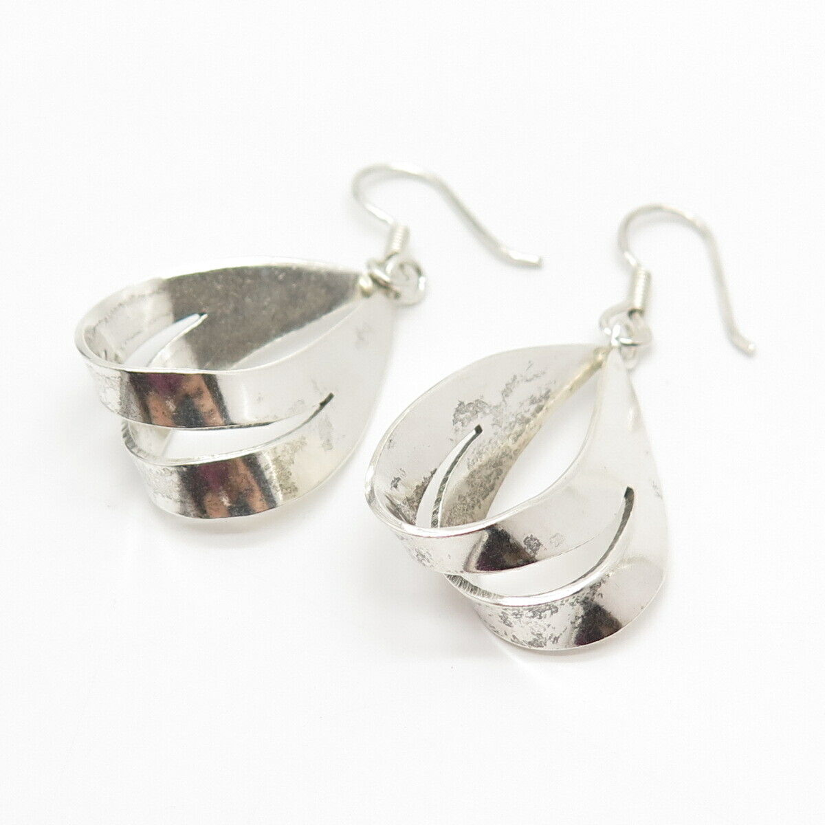 925 Sterling Silver Vintage Teardrop Design Dangling Earrings