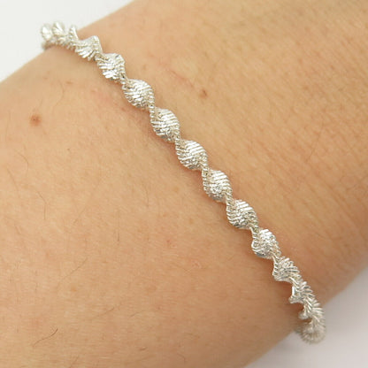 925 Sterling Silver Arguron Twisted Herringbone Link Bracelet 7 1/4"