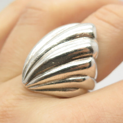 925 Sterling Silver Vintage Mexico Shell Design Ring Size 8