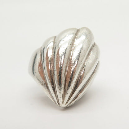 925 Sterling Silver Vintage Mexico Shell Design Ring Size 8