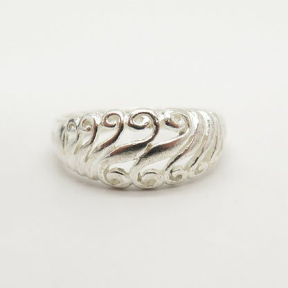 925 Sterling Silver Cutout Swirl Ring Size 7.5