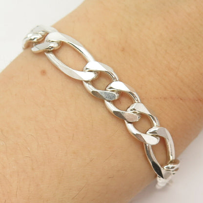 925 Sterling Silver Italy Figaro Link Bracelet 8.5"