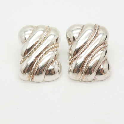 925 Sterling Silver Vintage Twisted Hollow Earrings