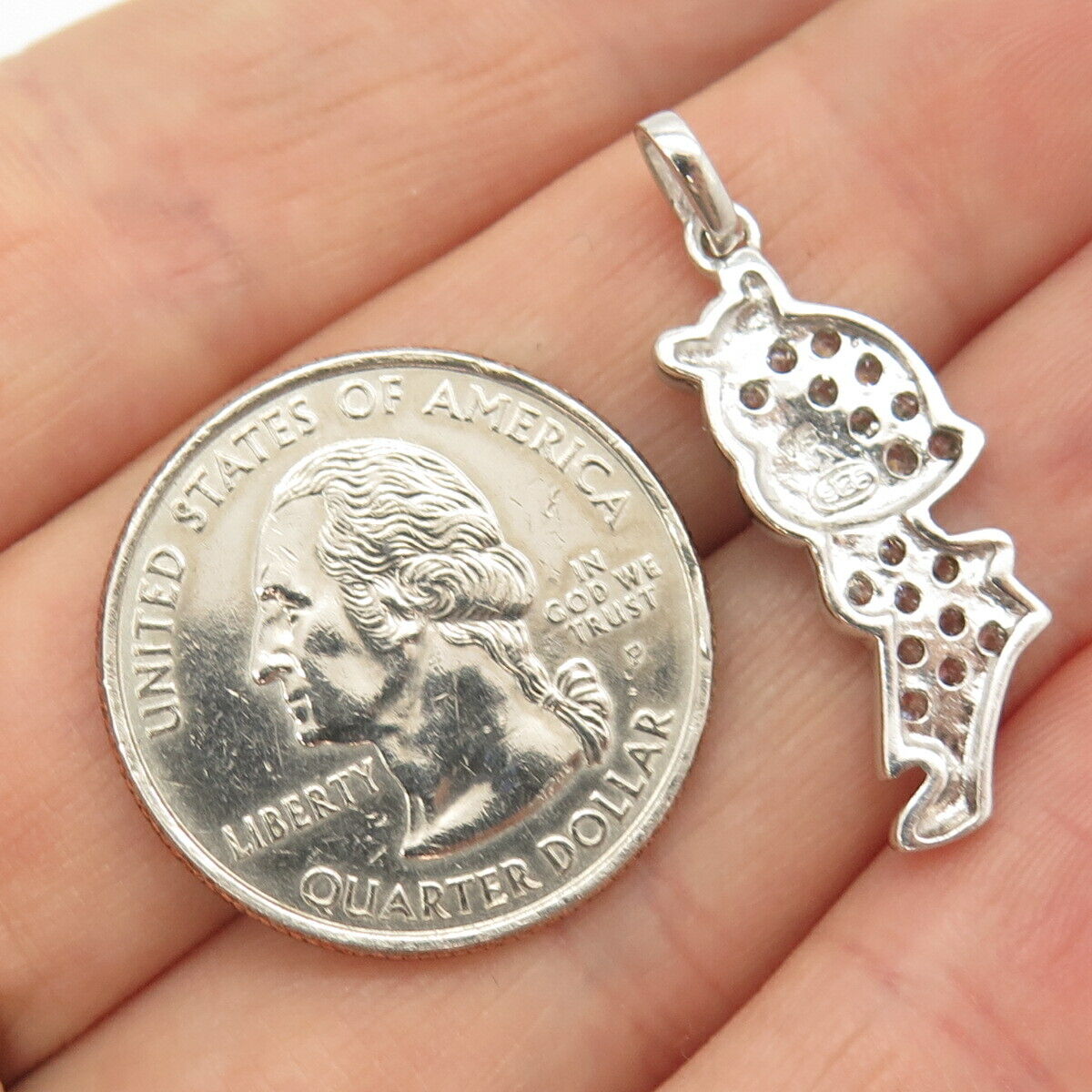 925 Sterling Silver Pave C Z Little Girl Pendant