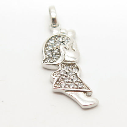 925 Sterling Silver Pave C Z Little Girl Pendant