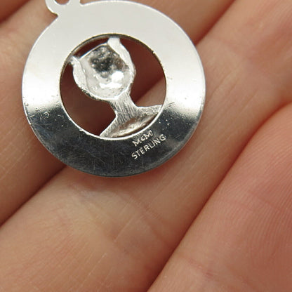 925 Sterling Silver Vintage "Confirmation" Religious Round Pendant