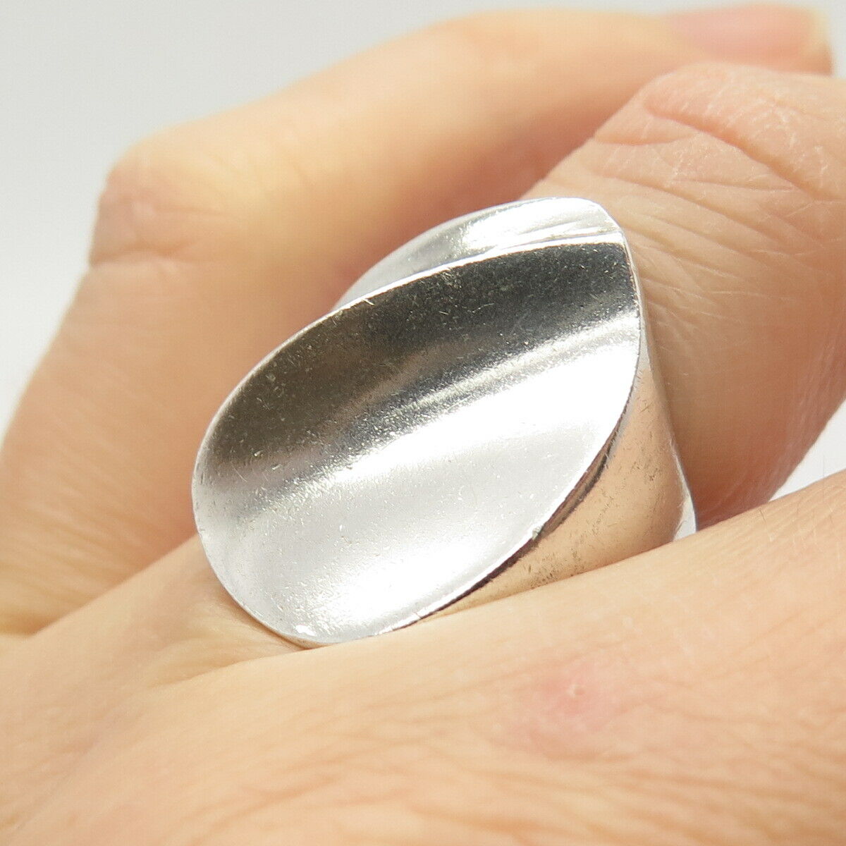 925 Sterling Silver Vintage Modernist Ring Size 6