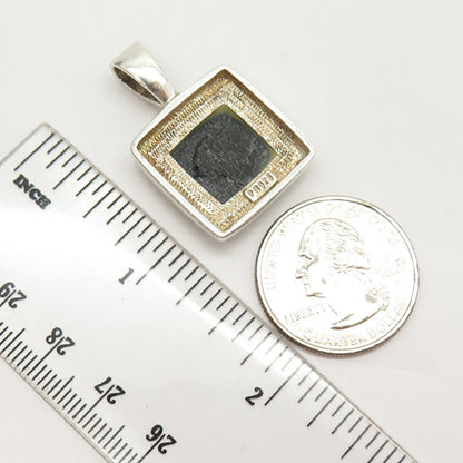 925 Sterling Silver Opal Imitation Square Pendant