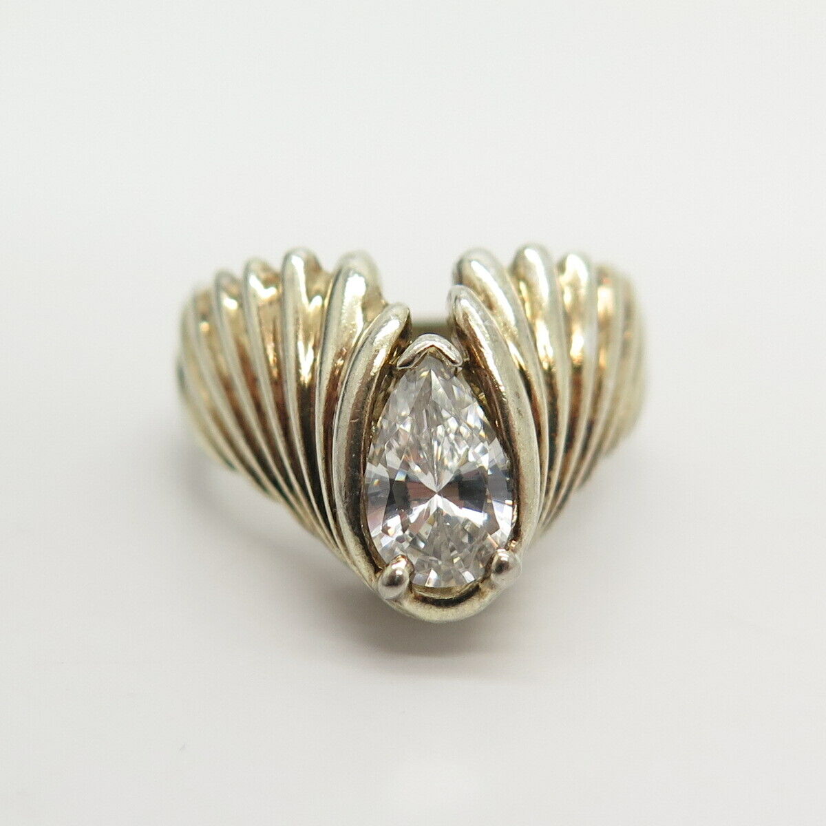 925 Sterling Silver 2-Tone C Z Winged Ring Size 6