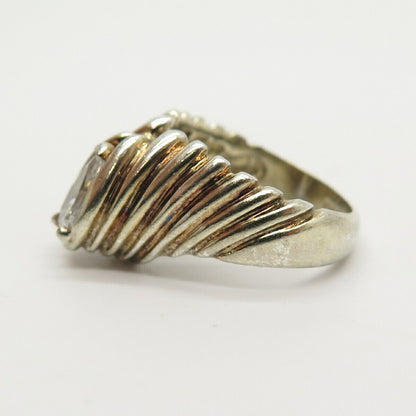 925 Sterling Silver 2-Tone C Z Winged Ring Size 6