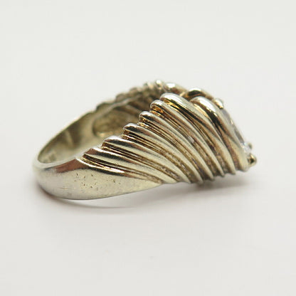 925 Sterling Silver 2-Tone C Z Winged Ring Size 6