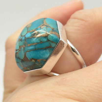 925 Sterling Silver Jay King Desert Rose Real Turquoise Gemstone Ring Size 6