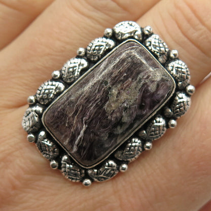 925 Sterling Silver Real Jasper Gemstone Statement Ring Size 8.5