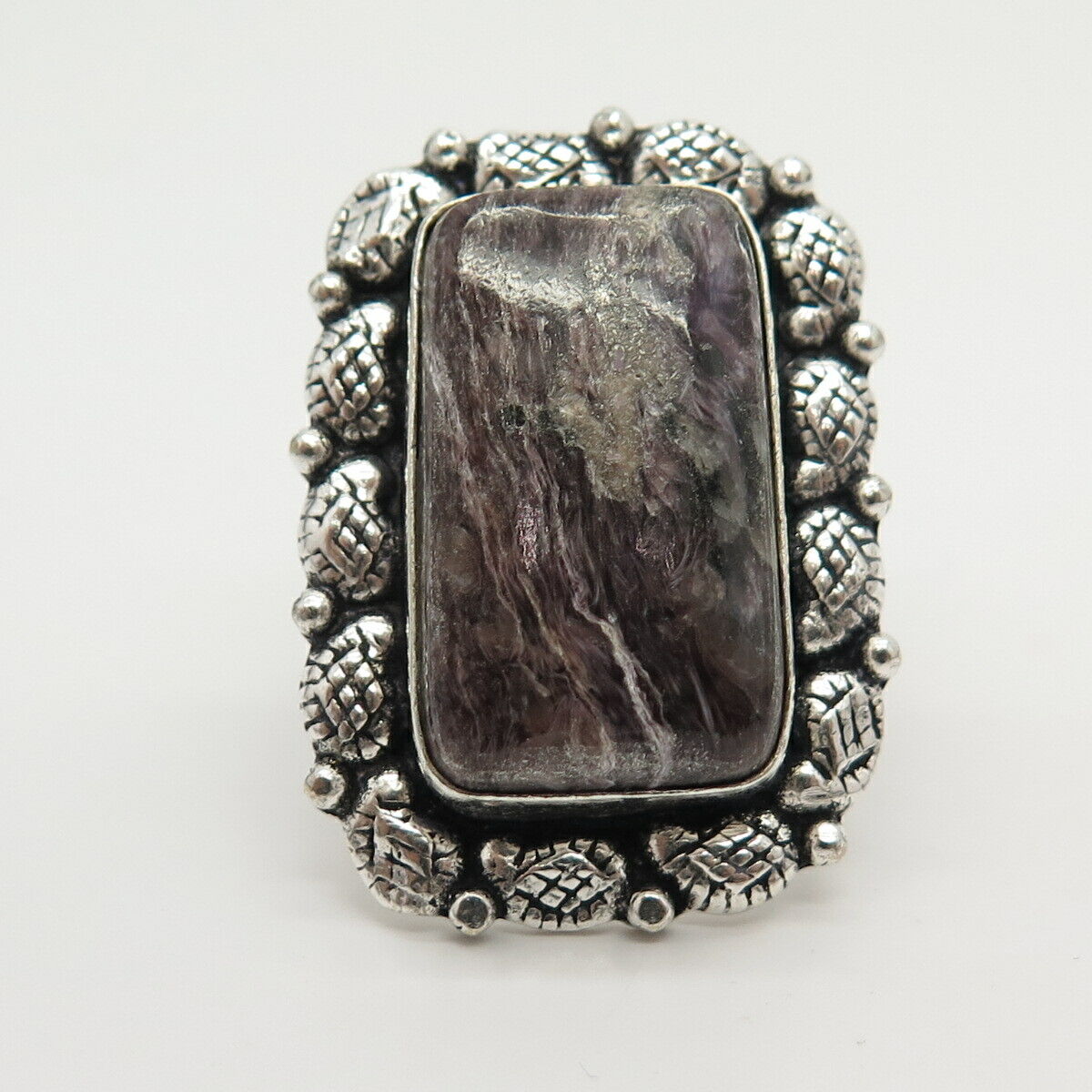 925 Sterling Silver Real Jasper Gemstone Statement Ring Size 8.5