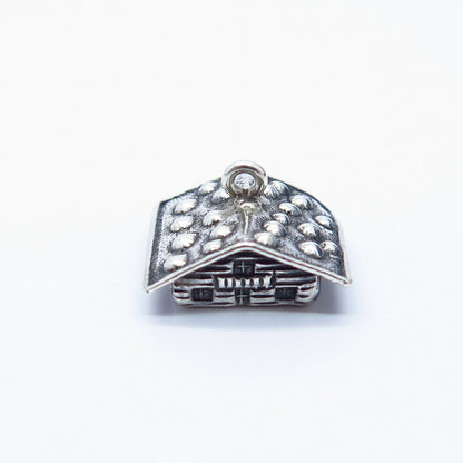 800 Silver Vintage Scandinavia Sod Roof / Green Roof House Charm Pendant