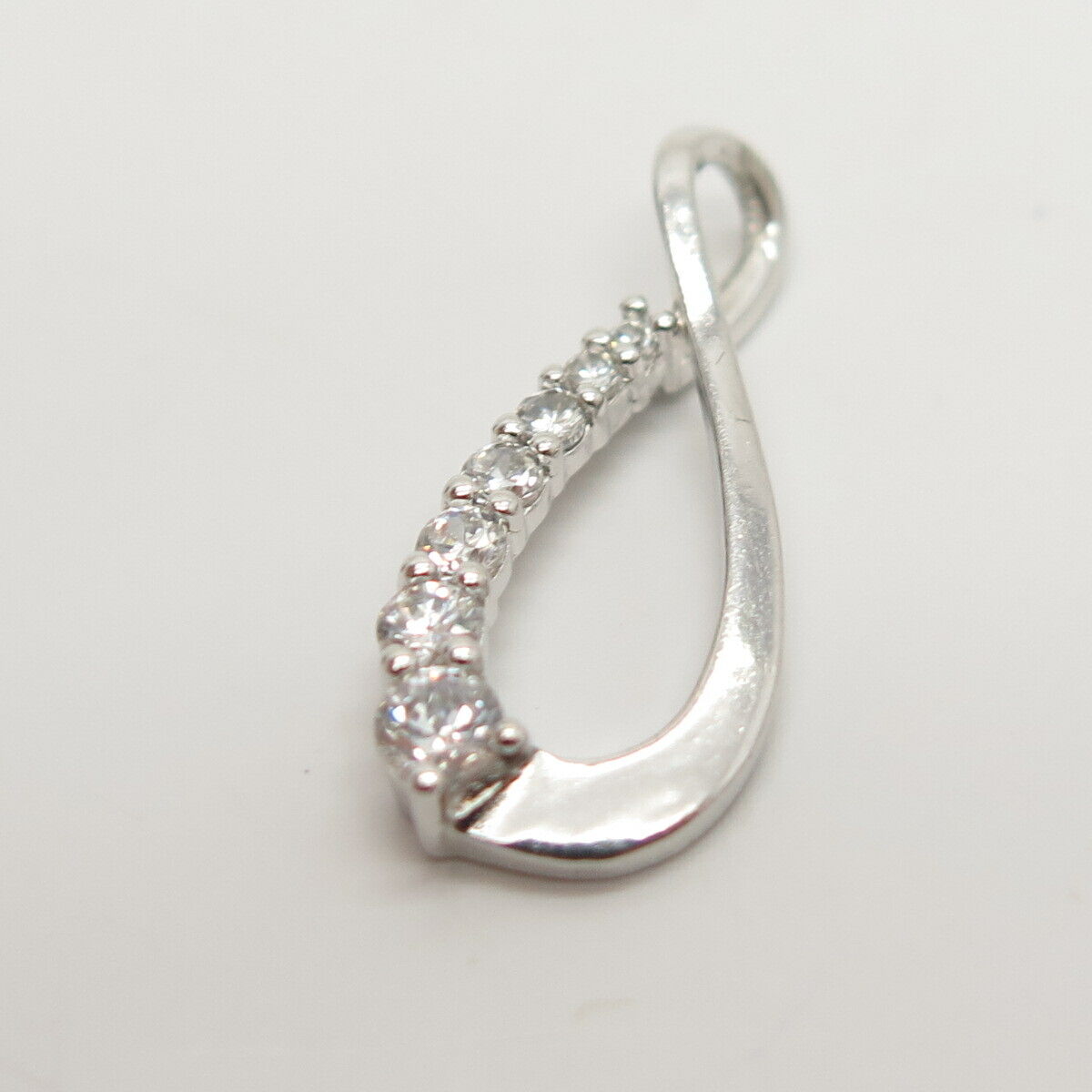 925 Sterling Silver Pave C Z Infinity Slide Pendant