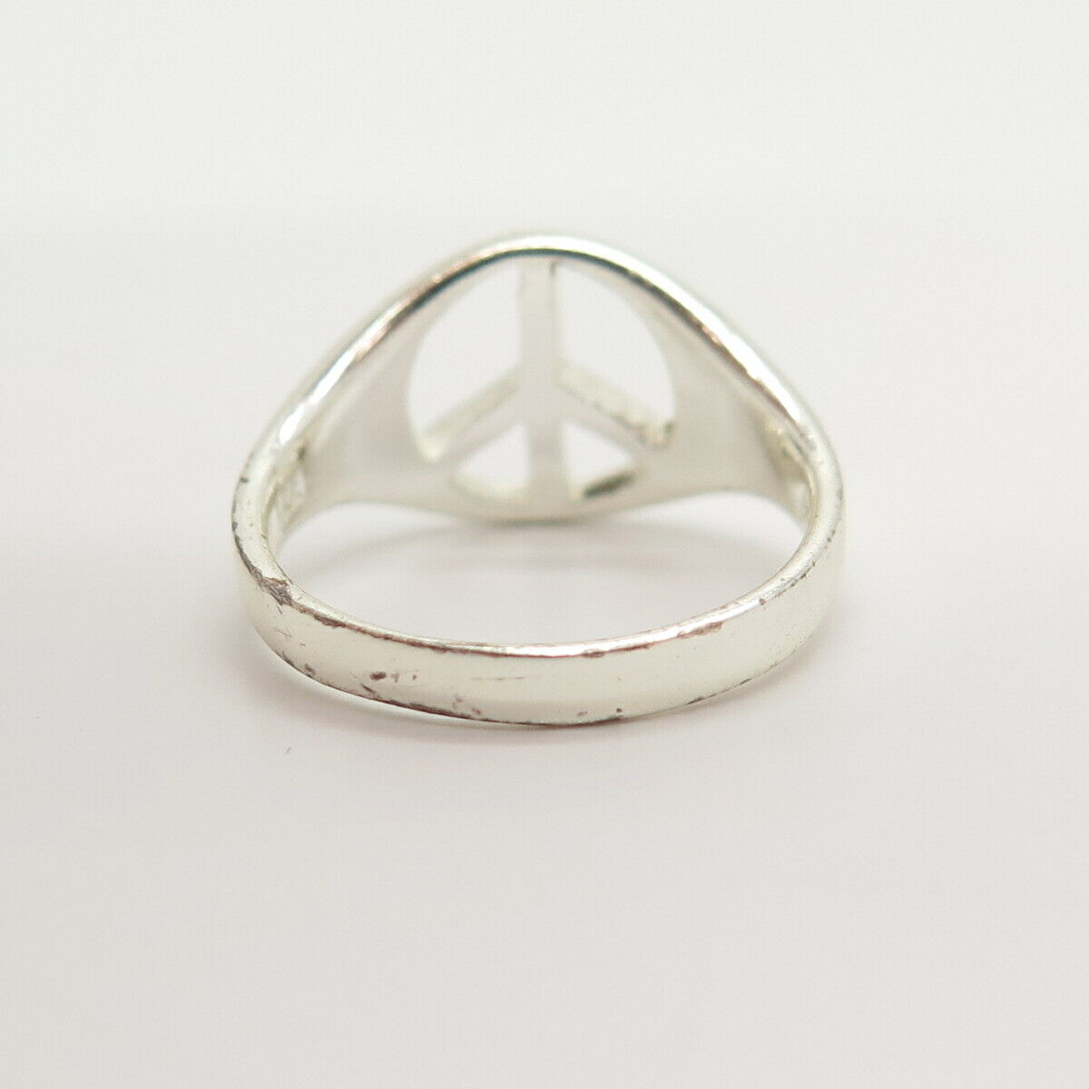 925 Sterling Silver Peace Symbol Ring Size 5 3/4