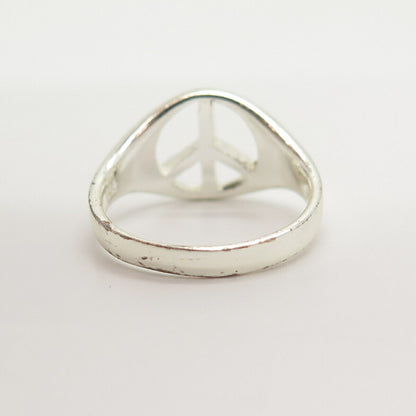 925 Sterling Silver Peace Symbol Ring Size 5 3/4