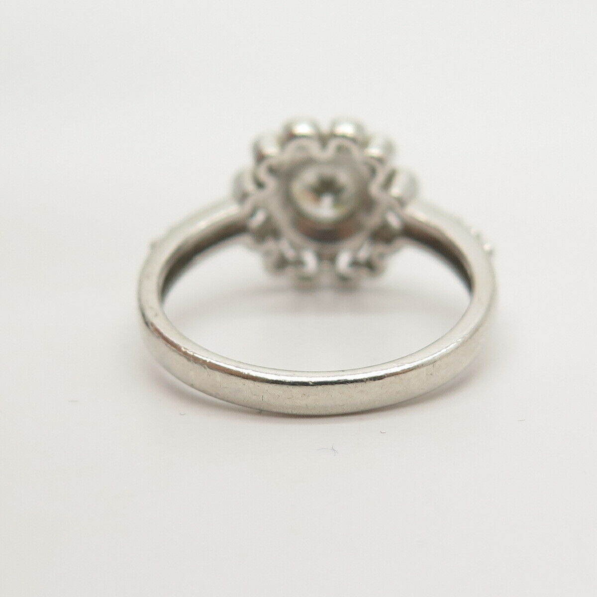 925 Sterling Silver C Z Floral Ring Size 7