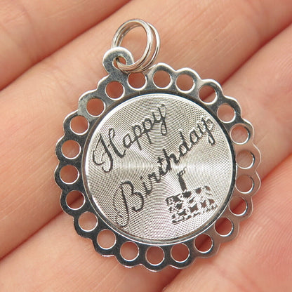 925 Sterling Silver Vintage "Happy Birthday" Pendant