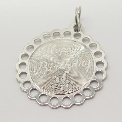 925 Sterling Silver Vintage "Happy Birthday" Pendant