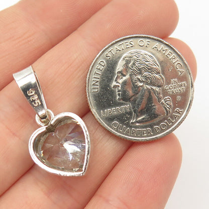 925 Sterling Silver Vintage C Z Small Heart Pendant