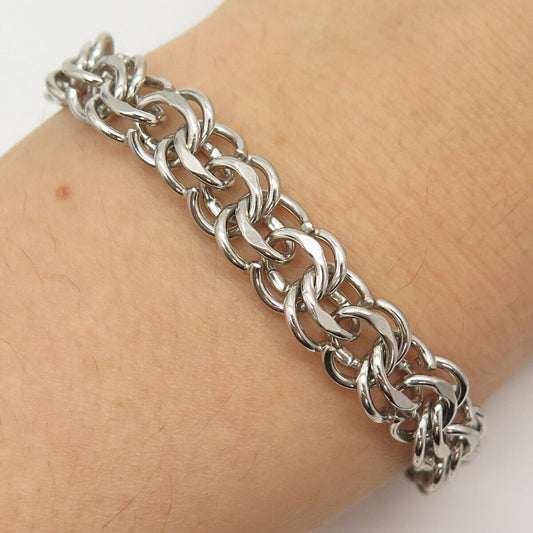 925 Sterling Silver Double Rolo Link Bracelet 6 3/4"