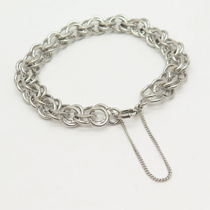 925 Sterling Silver Double Rolo Link Bracelet 6 3/4"