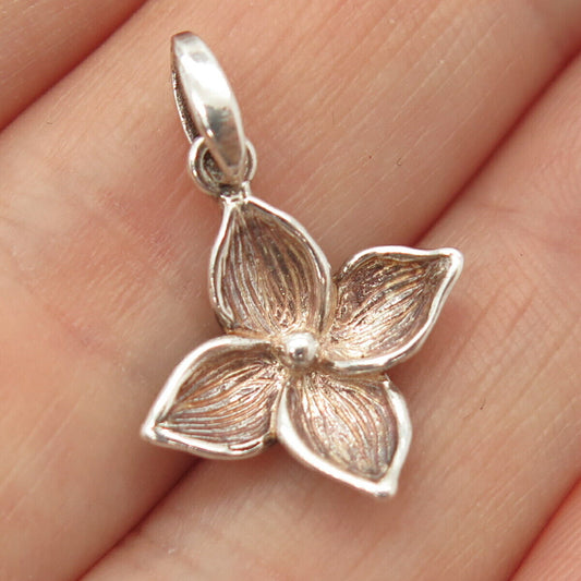 925 Sterling Silver 2-Tone Floral Charm Pendant