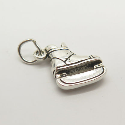 925 Sterling Silver Vintage Ice Skating Boot Round Pendant