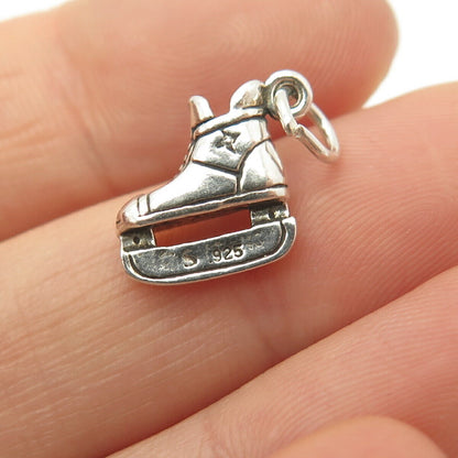 925 Sterling Silver Vintage Ice Skating Boot Round Pendant