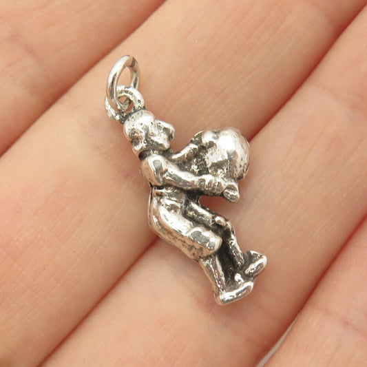 925 Sterling Silver Vintage Man & Bag Charm Pendant