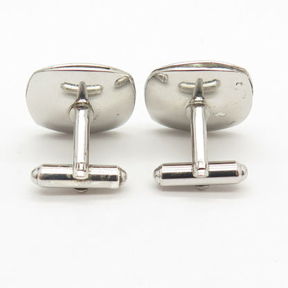 925 Sterling Silver Vintage Real Pearl Etched Cufflinks