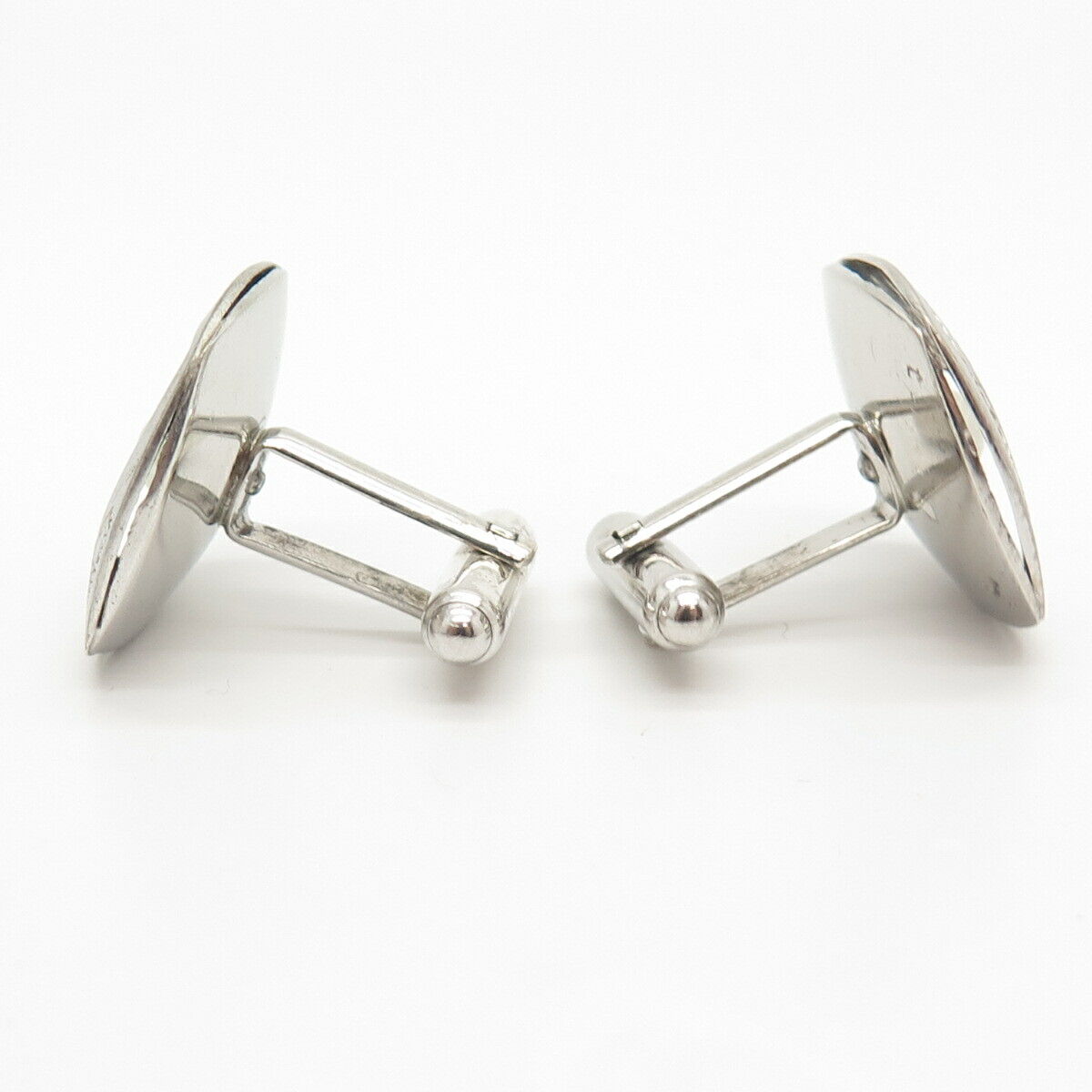 925 Sterling Silver Vintage Real Pearl Etched Cufflinks