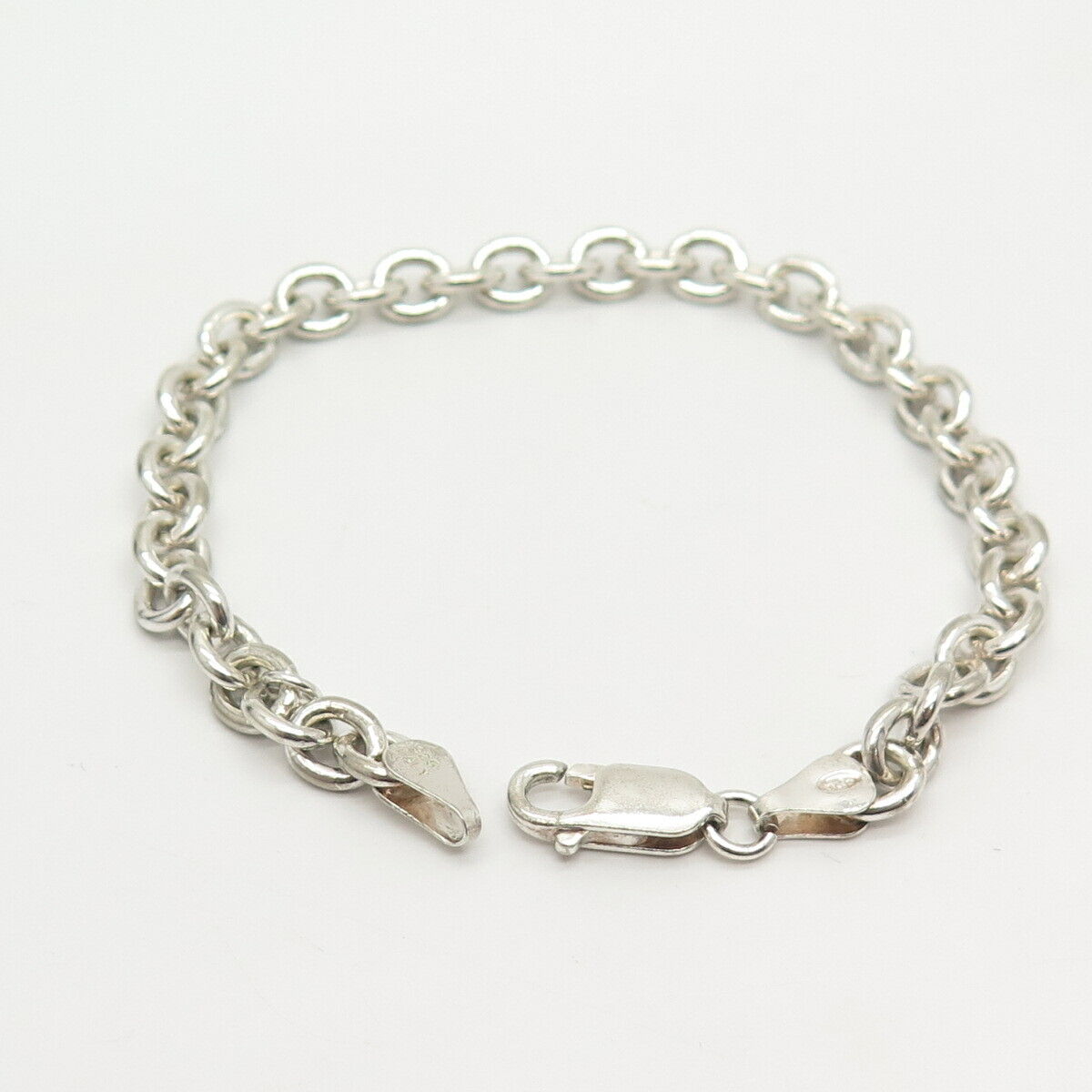 925 Sterling Silver Italy Rolo Link Bracelet 6 3/4"